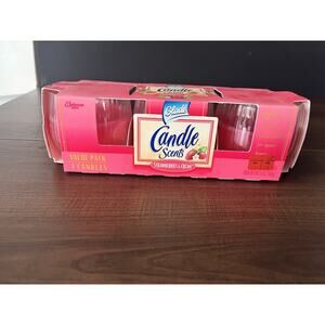 Vtg Glade Candle Scents 3 Pack Strawberries & Cream NOS In Glass